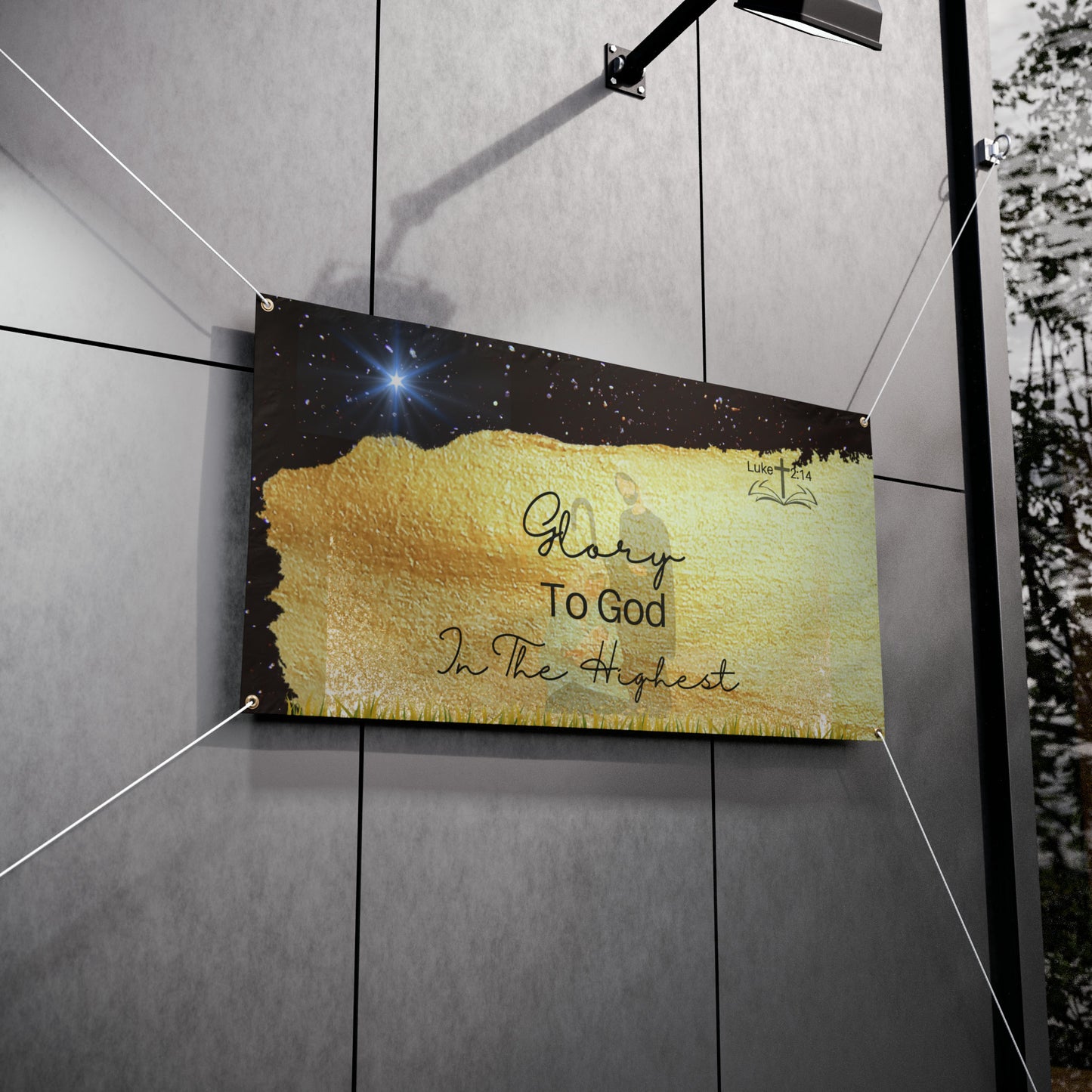 Christian, Religious, Christmas, Nativity Black/Gold, Vinyl Banners