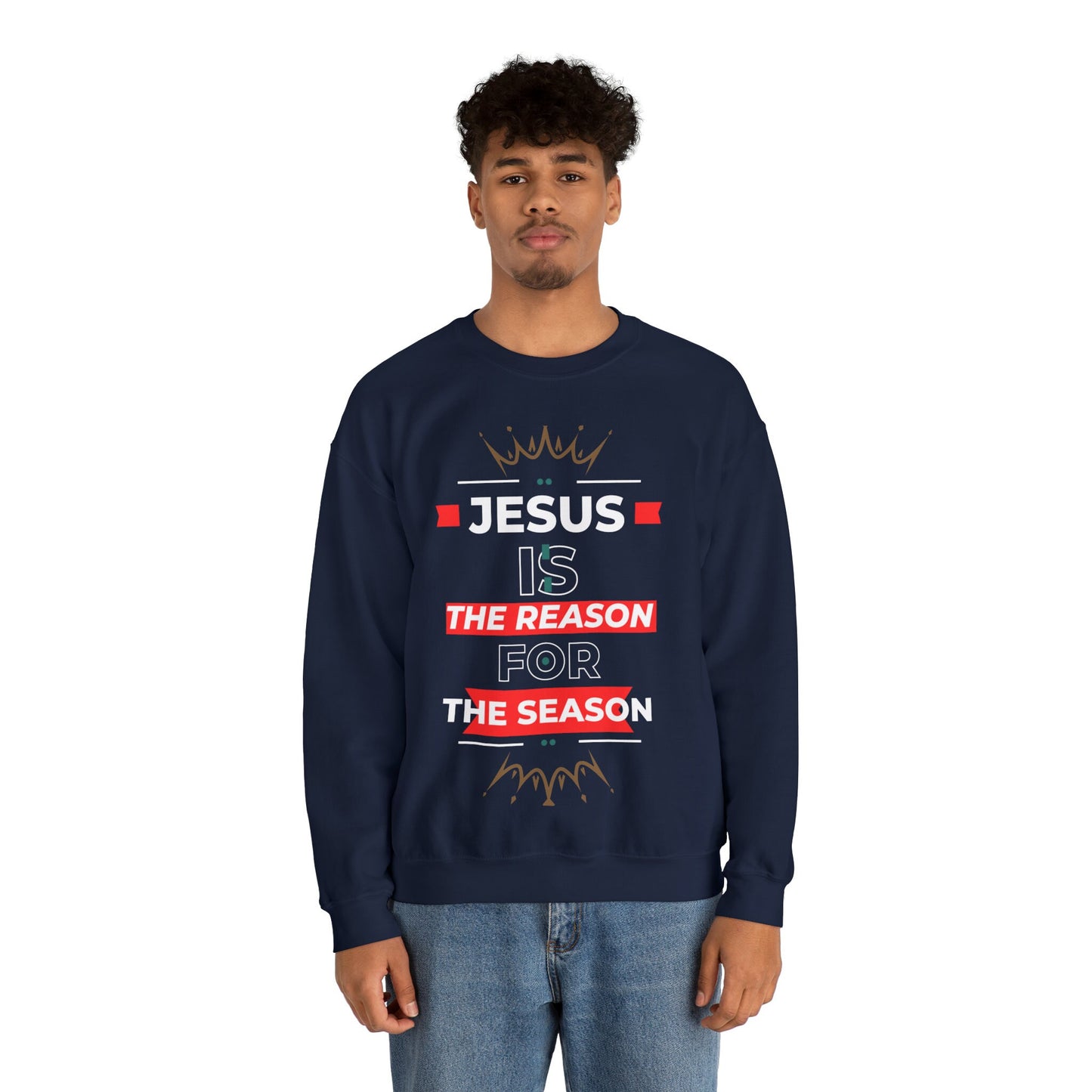 Crewneck Sweatshirt, Inspirational, Christian, Religious, Holiday, Christmas, Jesus, Reason, Season, Unisex, Cotton Poly, Graphic Sweatshirt