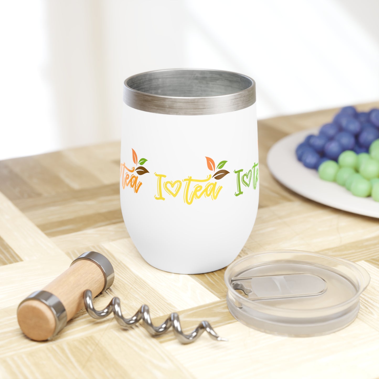I Love Tea Insulated Cup Mug with Lid, Copper Vacuum Insulated Cup, 12oz