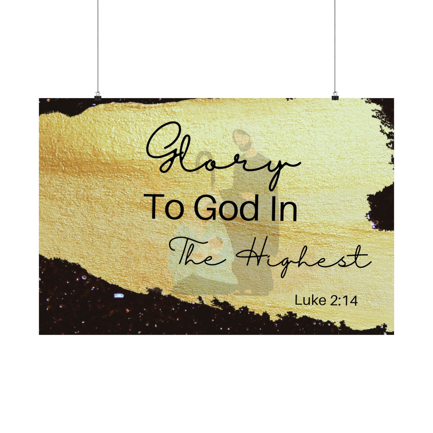 Holiday Nativity Inspirational Wall Art Matte Horizontal Poster - Glory to God