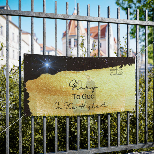 Christian, Religious, Christmas, Nativity Black/Gold, Vinyl Banners