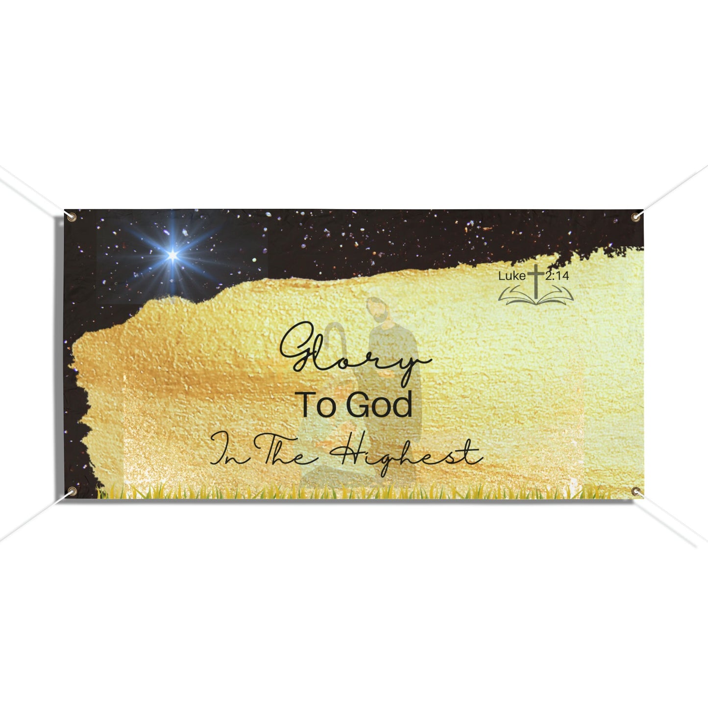 Christian, Religious, Christmas, Nativity Black/Gold, Vinyl Banners