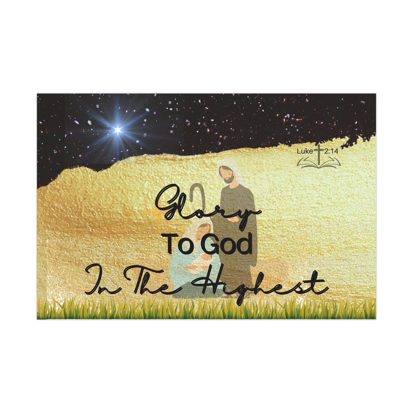 Holiday, Christian, Religious, Nativity Scene, Black Gold, Gift Wrap Papers