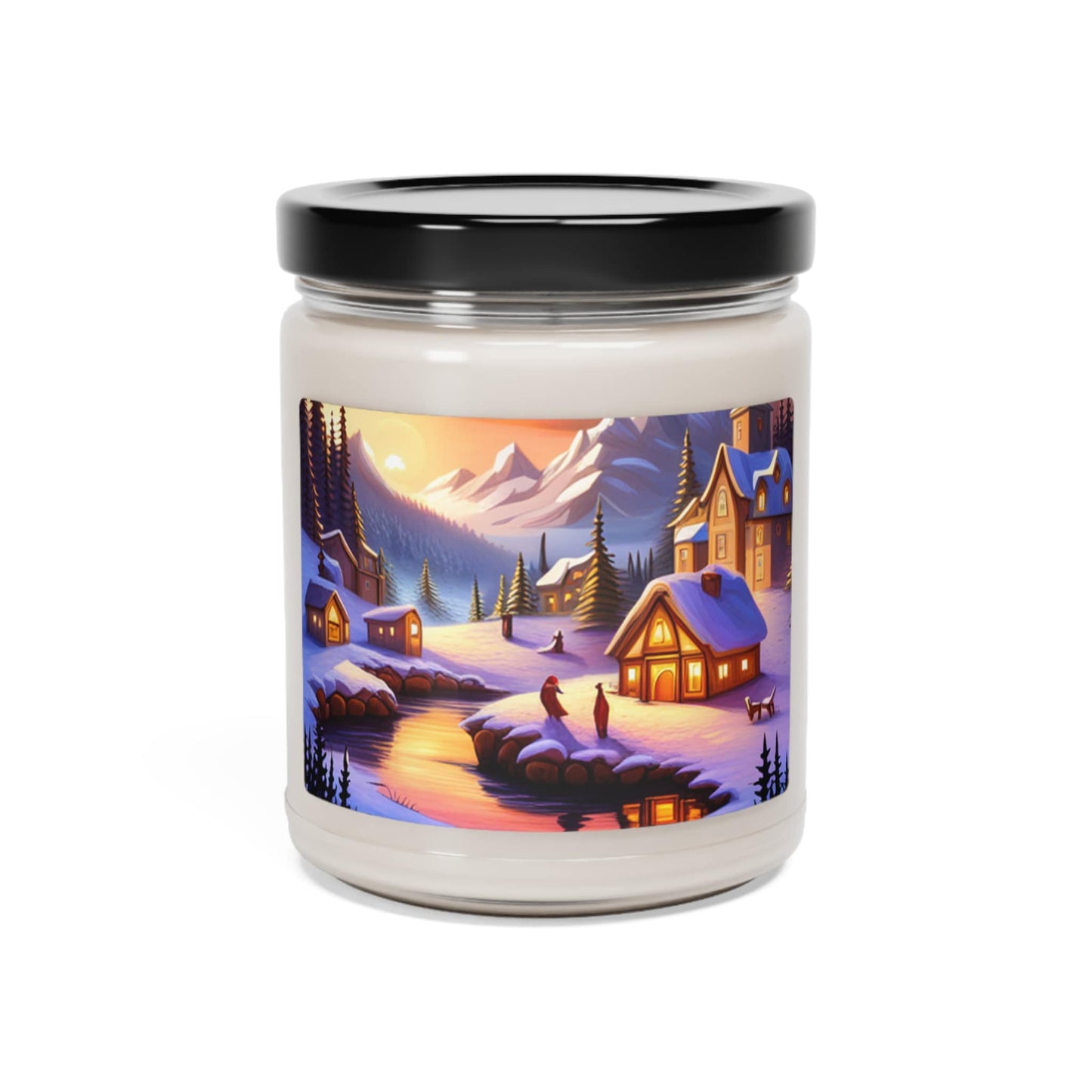 Holiday, Christmas Scene, Mystical, Mythical, Snow, Scented Soy Candle, 9oz