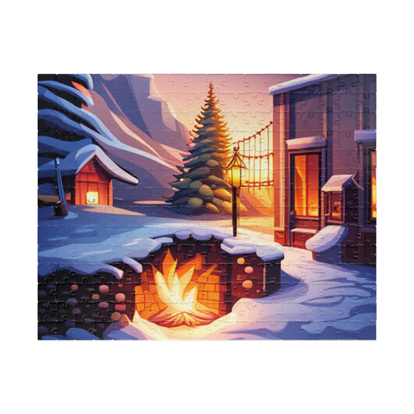 Holiday Scene, Mystical, Mythical Christmas, Snow, Cabins, Dreams, Dreamlike, Fun, Adults, Kids, Puzzle (110, 252, 520 -piece)