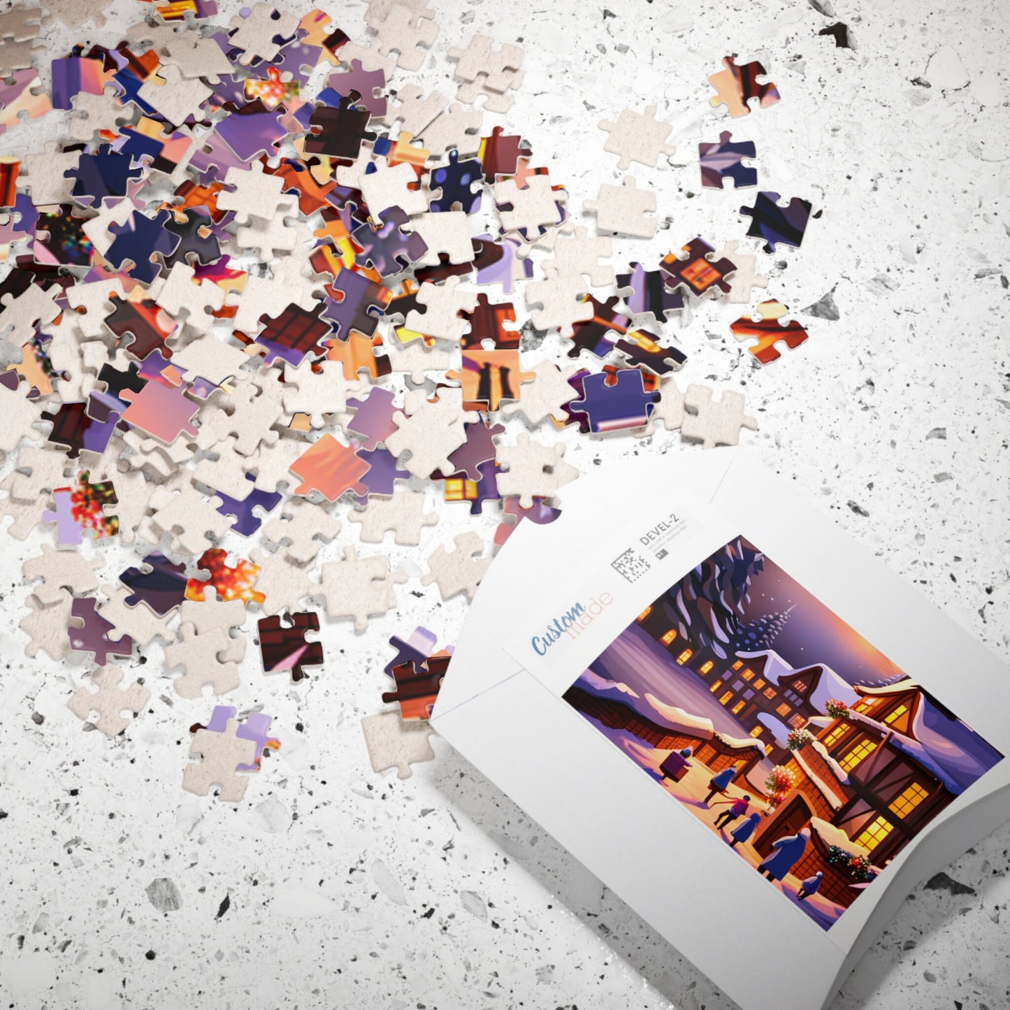 Holiday Scene, Mystical, Mythical Christmas, Snow, Cabins, Dreams, Dreamlike, Fun, Adults, Kids, Puzzle (110, 252, 520, 1014-piece)