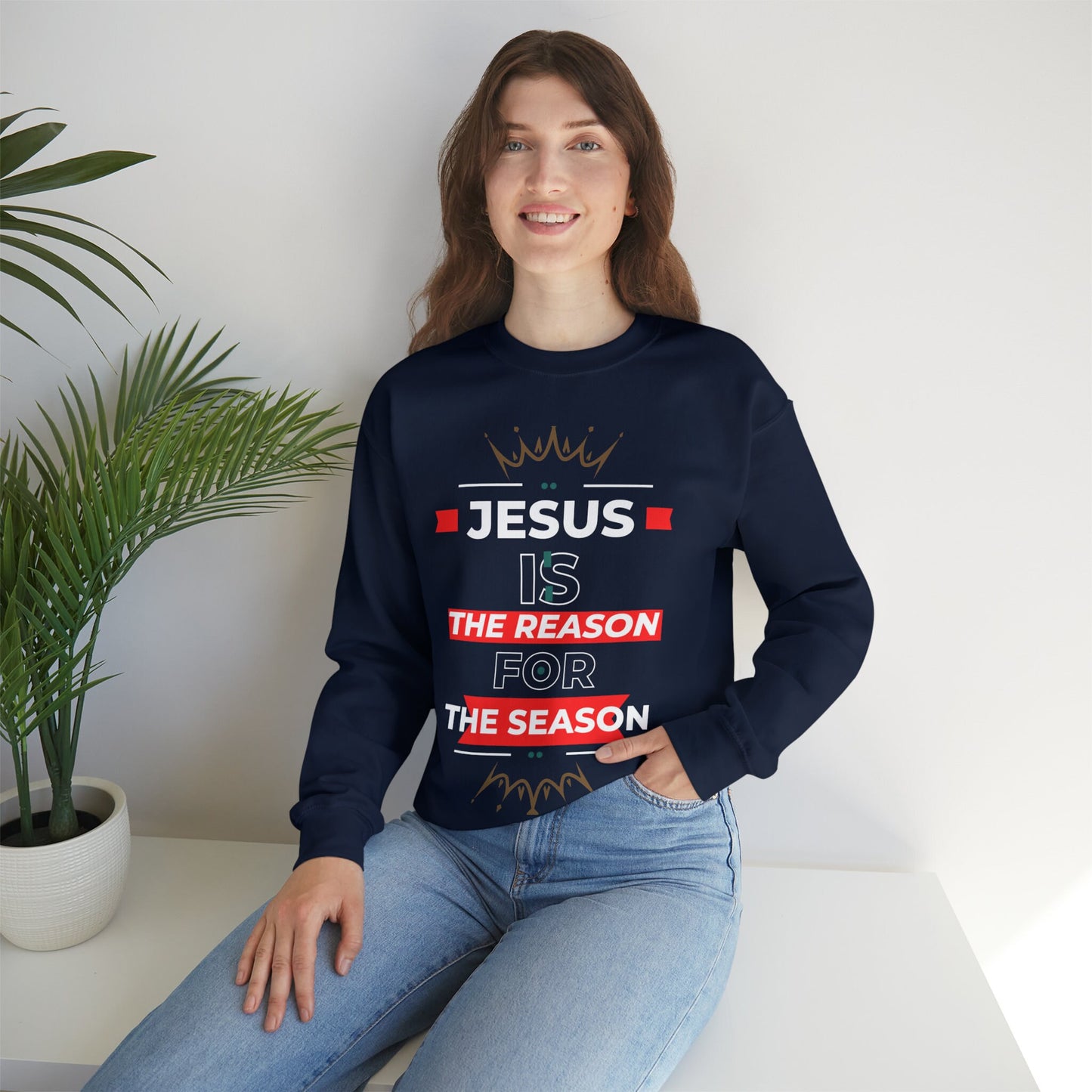 Crewneck Sweatshirt, Inspirational, Christian, Religious, Holiday, Christmas, Jesus, Reason, Season, Unisex, Cotton Poly, Graphic Sweatshirt