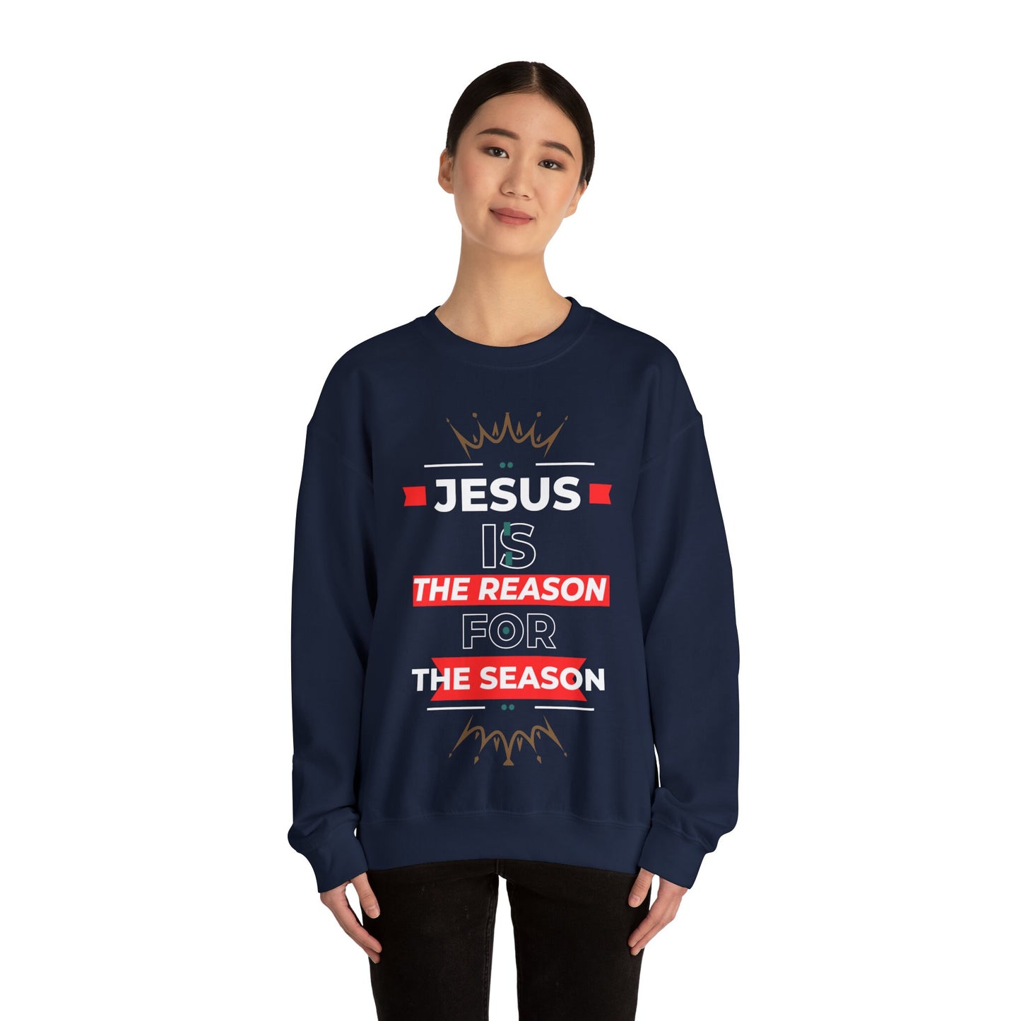 Crewneck Sweatshirt, Inspirational, Christian, Religious, Holiday, Christmas, Jesus, Reason, Season, Unisex, Cotton Poly, Graphic Sweatshirt