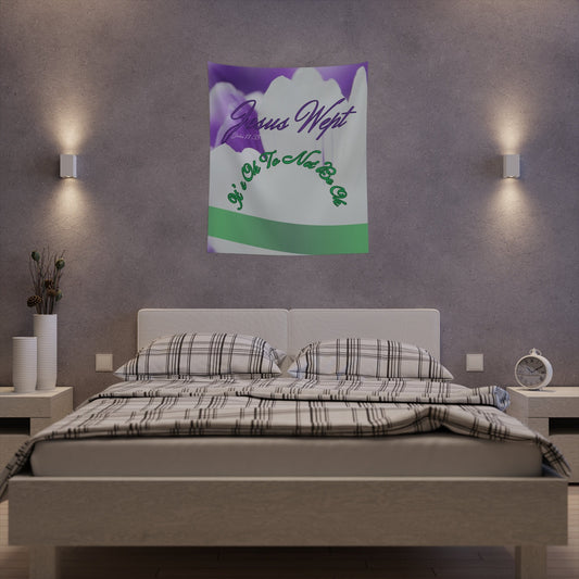 Inspirational, Chistian, Religious, Jesus Wept, Purple/Green, Poster, Printed Wall Tapestry