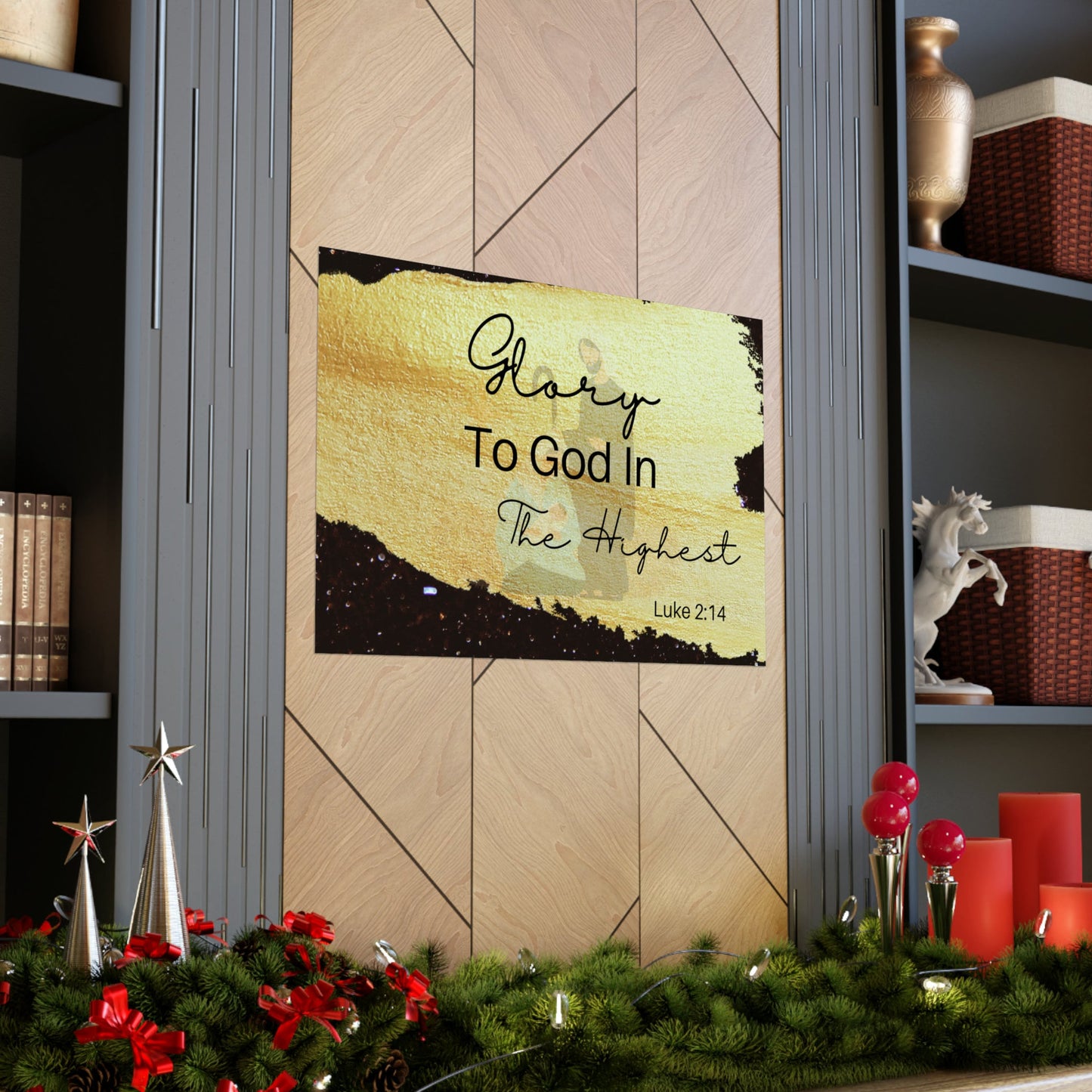 Holiday Nativity Inspirational Wall Art Matte Horizontal Poster - Glory to God