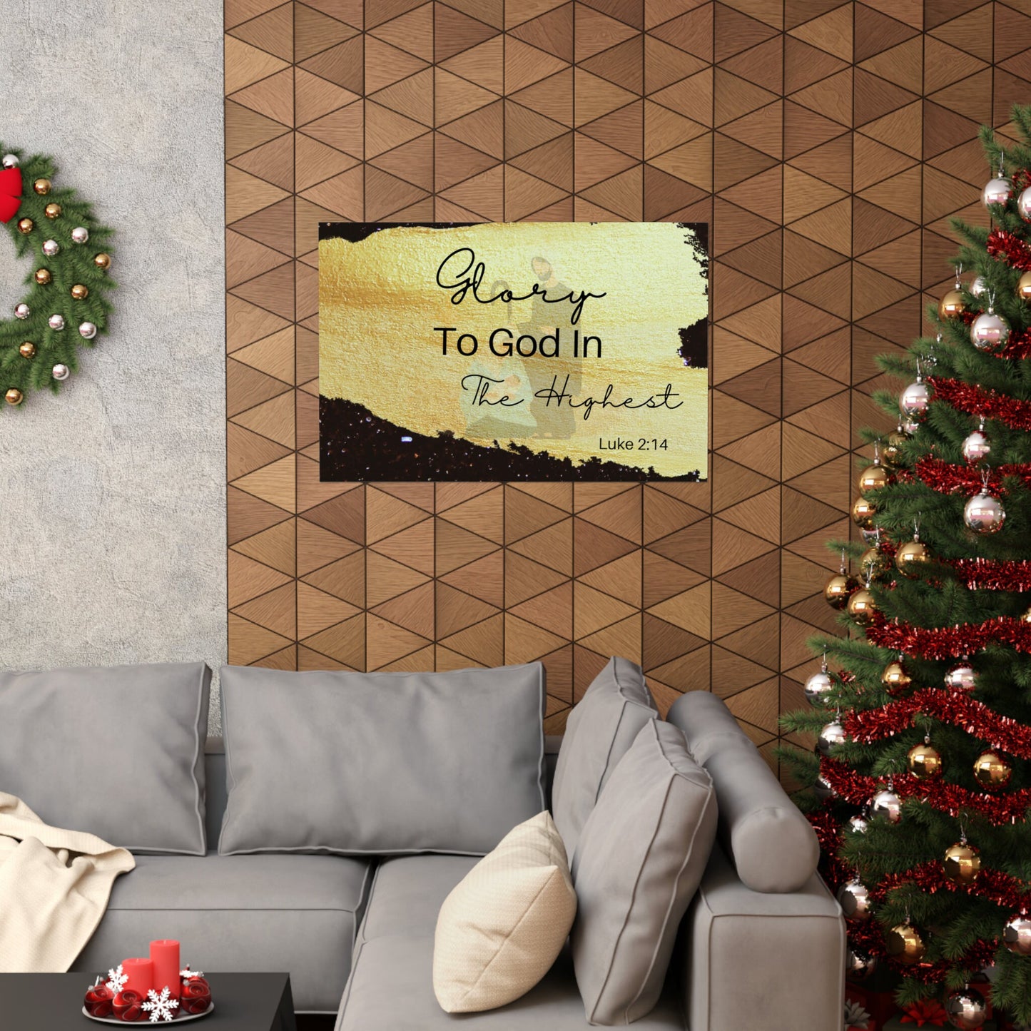 Holiday Nativity Inspirational Wall Art Matte Horizontal Poster - Glory to God