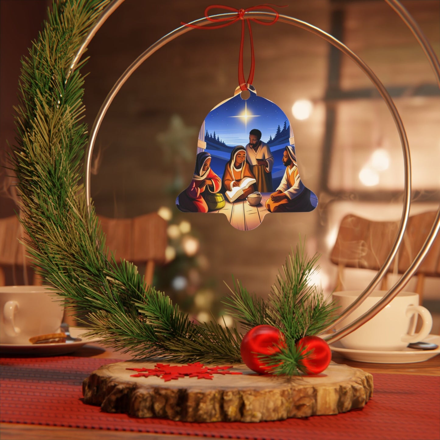 Holiday, Christian, Religious, Nativity Scene, Keepsakes, Christmas Tree, Metal Ornaments