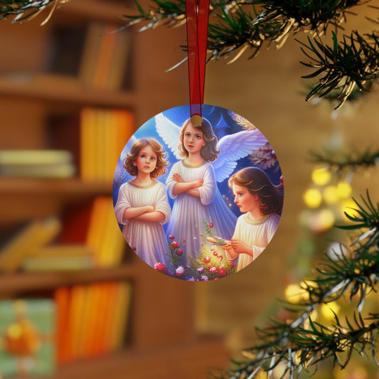 Holiday, Religious, Christmas, Nativity Scene, Tree, Keepsake, Angels, Metal Ornaments
