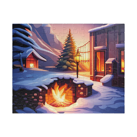 Holiday Scene, Mystical, Mythical Christmas, Snow, Cabins, Dreams, Dreamlike, Fun, Adults, Kids, Puzzle (110, 252, 520 -piece)