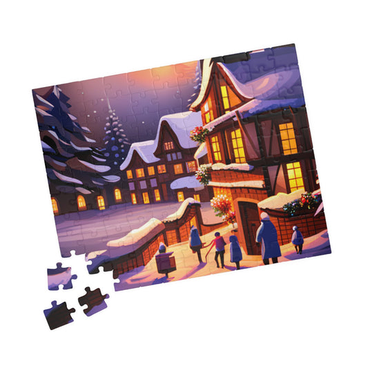 Holiday Scene, Mystical, Mythical Christmas, Snow, Cabins, Dreams, Dreamlike, Fun, Adults, Kids, Puzzle (110, 252, 520, 1014-piece)