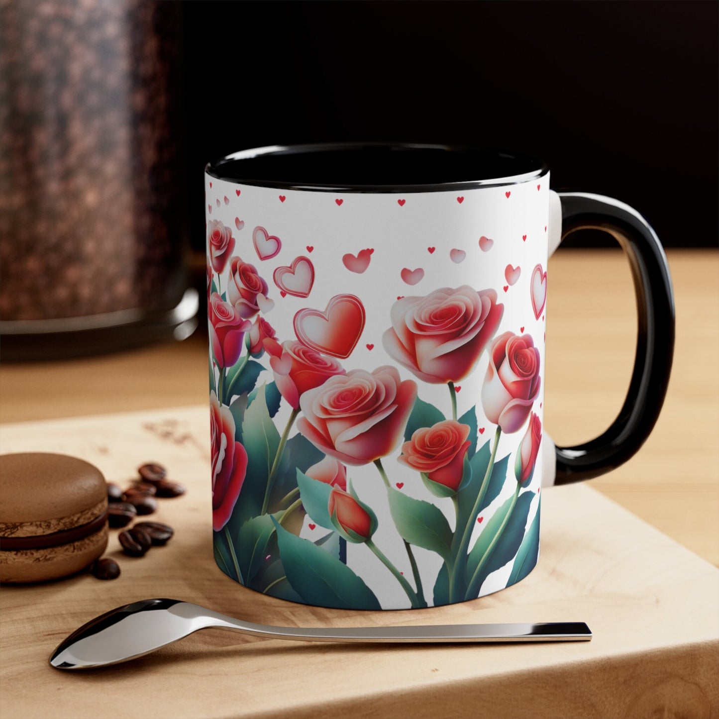 Coffee Tea Mug 11oz, Valentines Gift Idea, Valentine Anytime Rose Garden Mug, Romantic Rose Mug, Floral Mug Cup