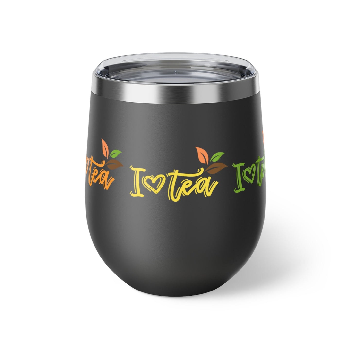 I Love Tea Insulated Cup Mug with Lid, Copper Vacuum Insulated Cup, 12oz