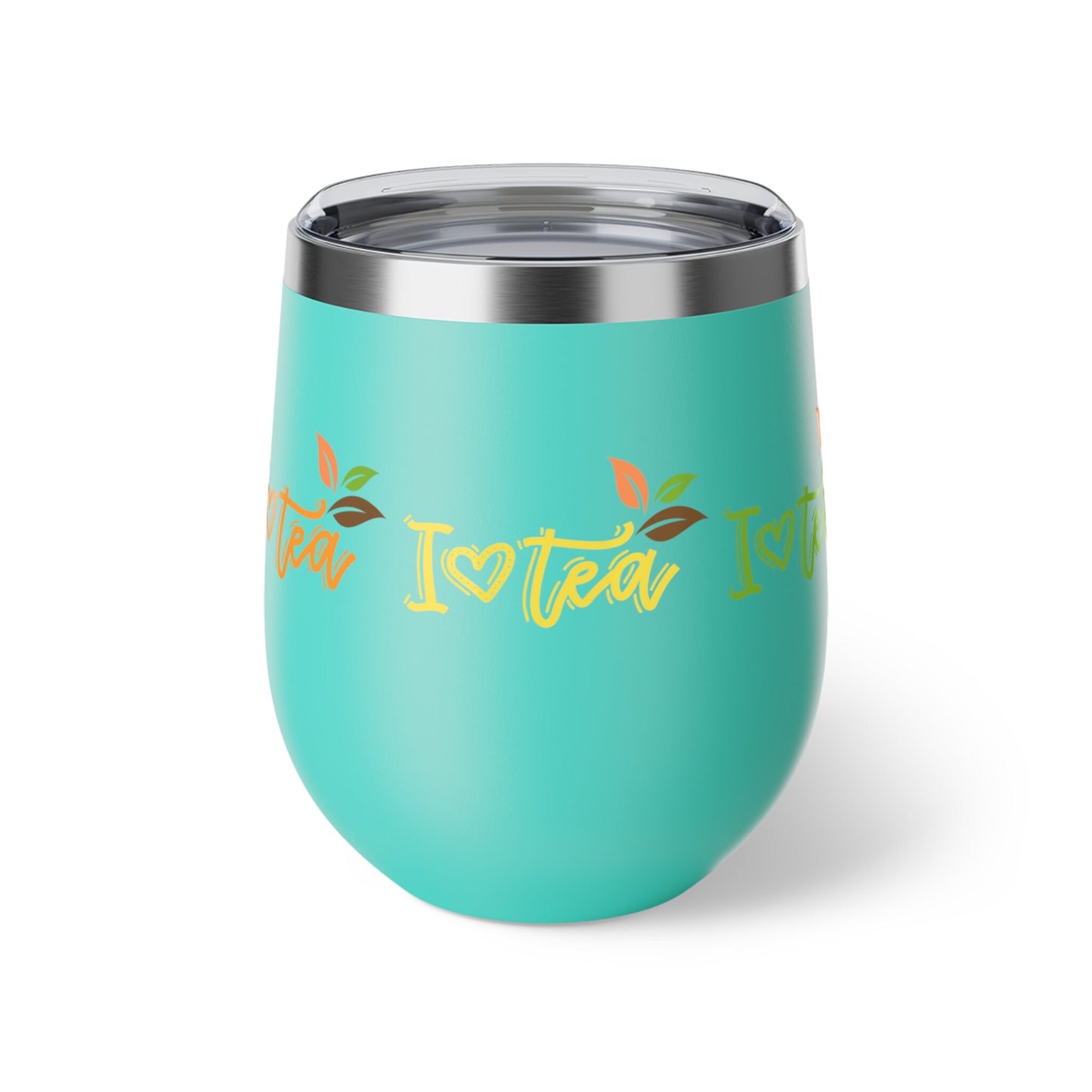 I Love Tea Insulated Cup Mug with Lid, Copper Vacuum Insulated Cup, 12oz
